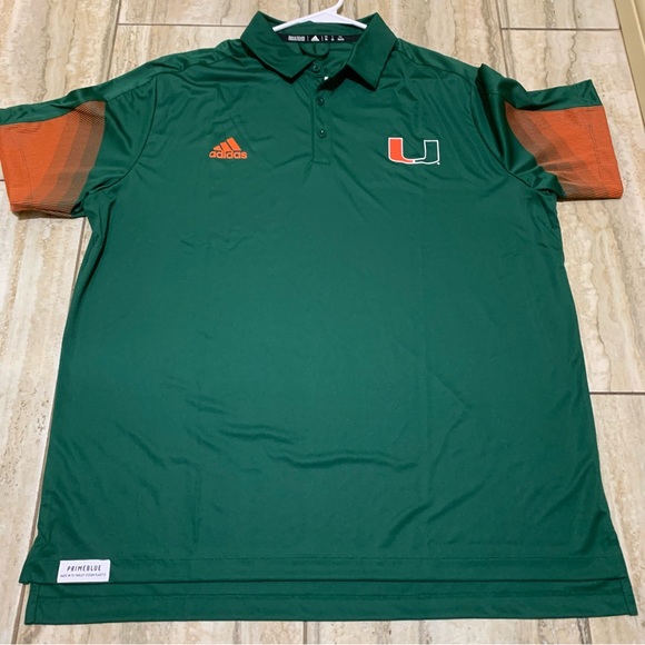 Miami Hurricanes adidas Primeblue Polo Men's Green NWT XXL - Picture 2 of 11